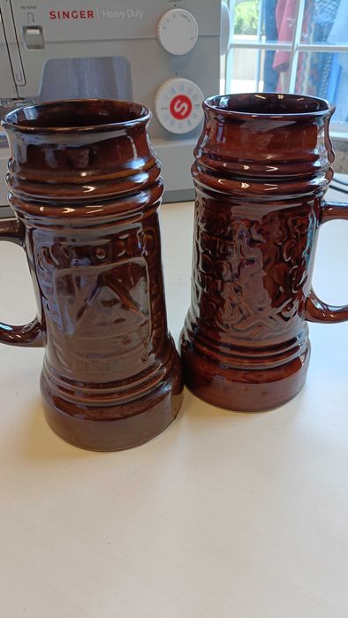 2 szt Stary kufel do piwa sygnatura 'JARO' porcelit PRL vintage