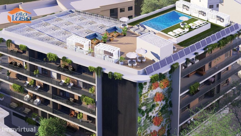 Armação de Pera T0 Novo varanda garagem e piscina na cobertura
