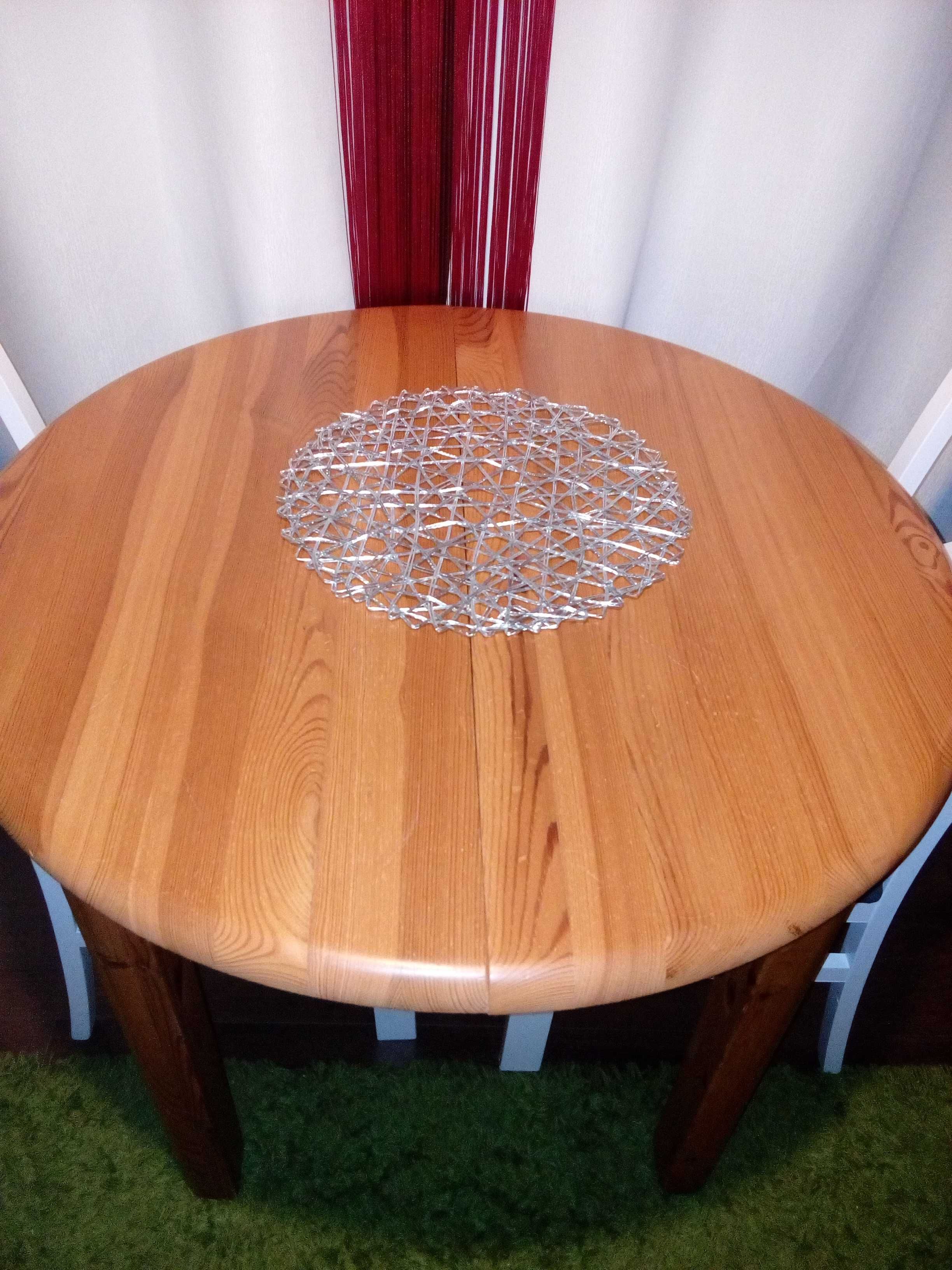 Stół drewniany okrągły rozkładany.