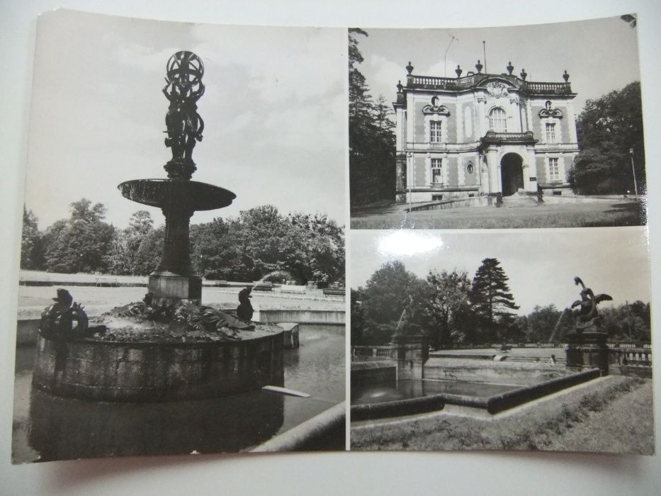 Świerklaniec,Park fontanna, Pałac Kawalerski, pocztówka,widokówka