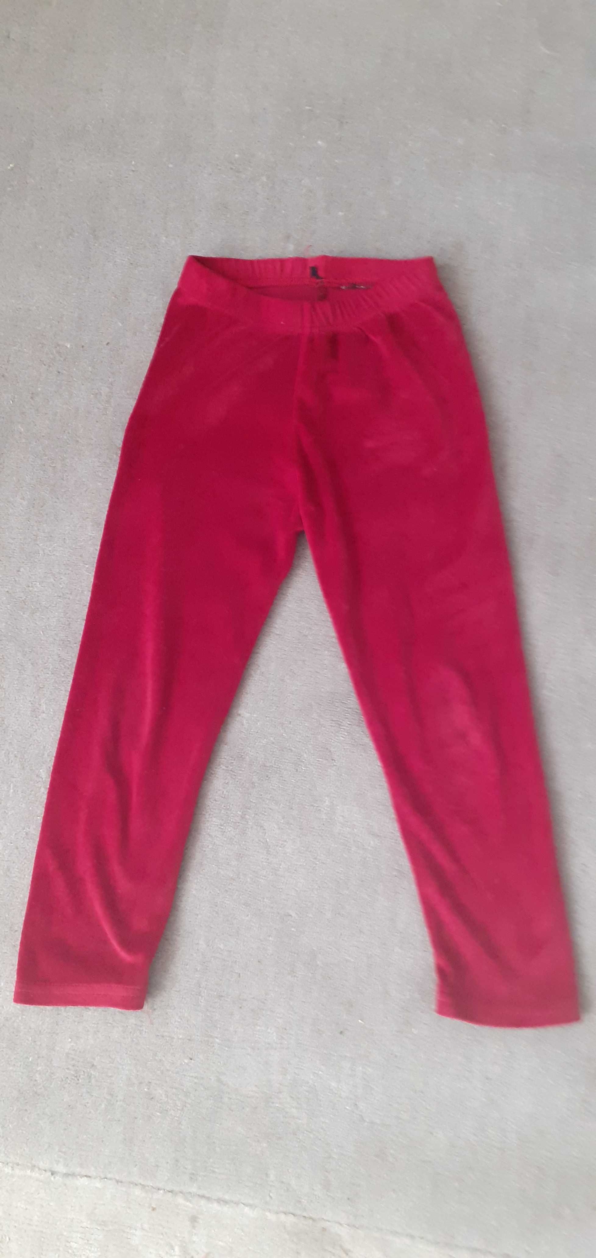 Bordowe spodnie welurowe roz 116/122