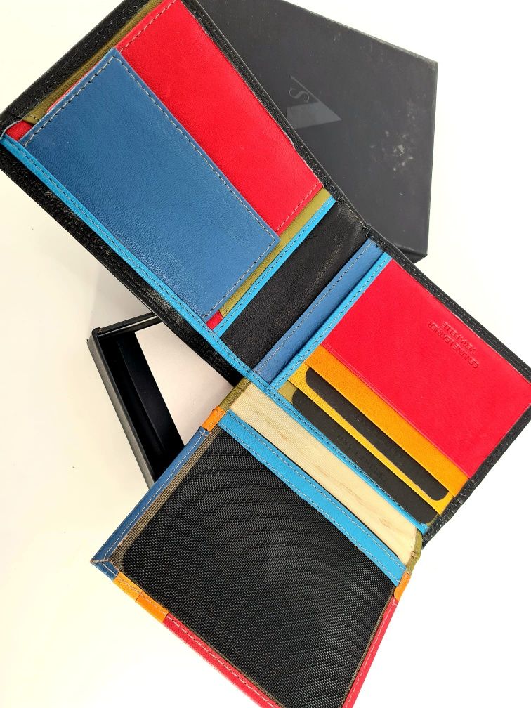 Nowy skórzany męski portfel kolor czarny modny