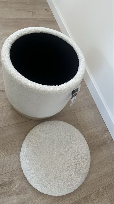 Nowa pufa pepco biała kremowa boucle