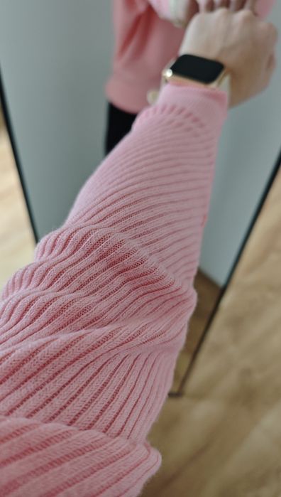 Sweter z długim rękawem dzianinowy nietoperek NEXT rozmiar S pudrowy r