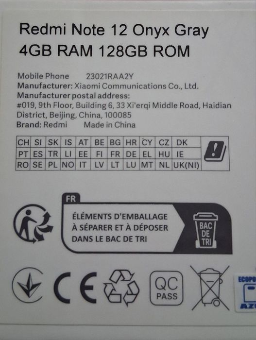 Redmi note 12 4/128