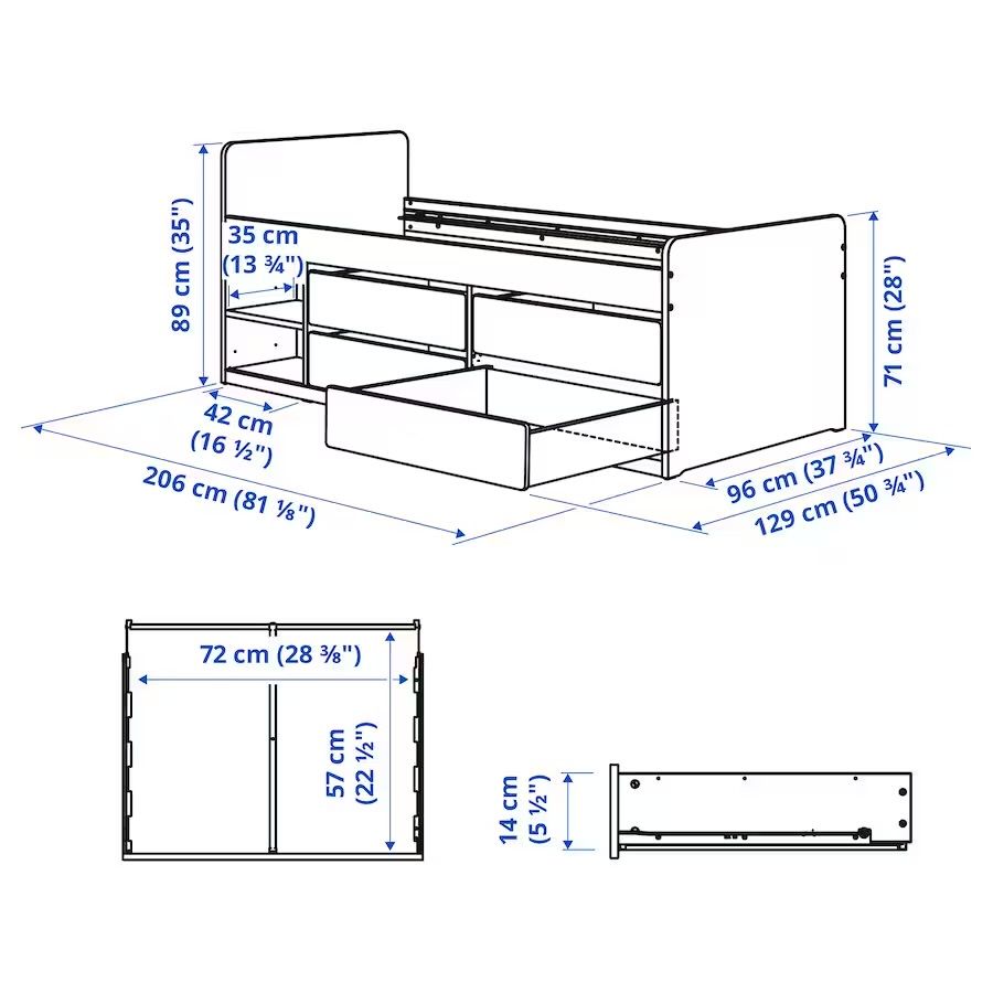 Łóżko z szufladami Slakt Ikea