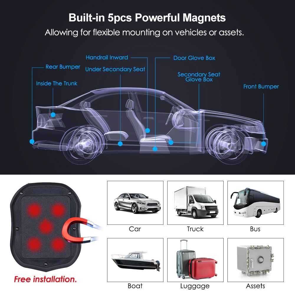 Localizador GPS p/ Carro / Mota 3/5000mAh Rastreador Magnético S/ Fios