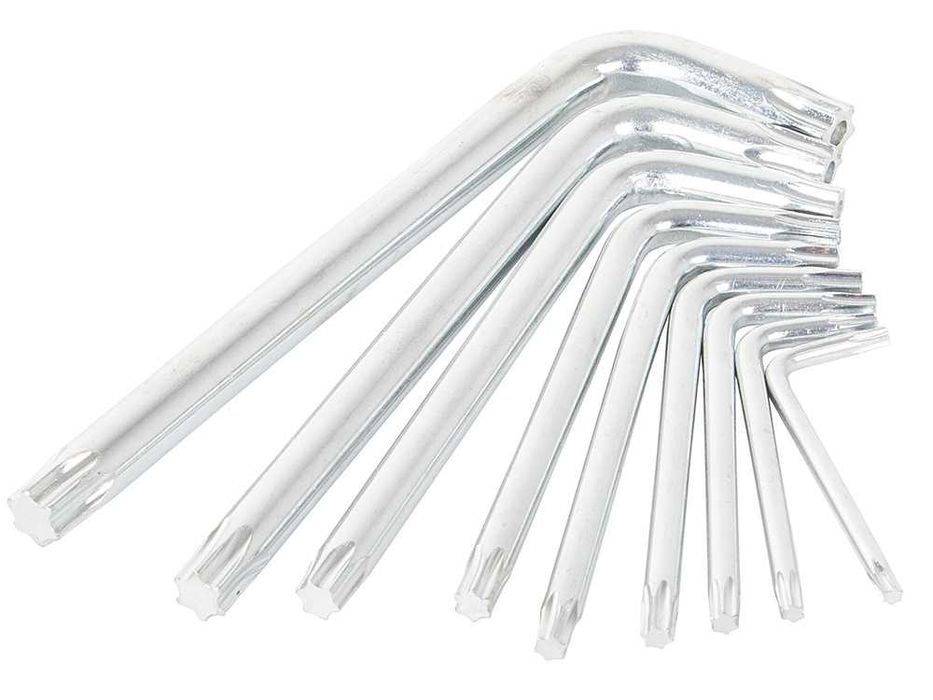 KLUCZE TORX Zestaw UNIWERSALNE rozmiar T10 do T50 TORXY 9 szt. Krótkie