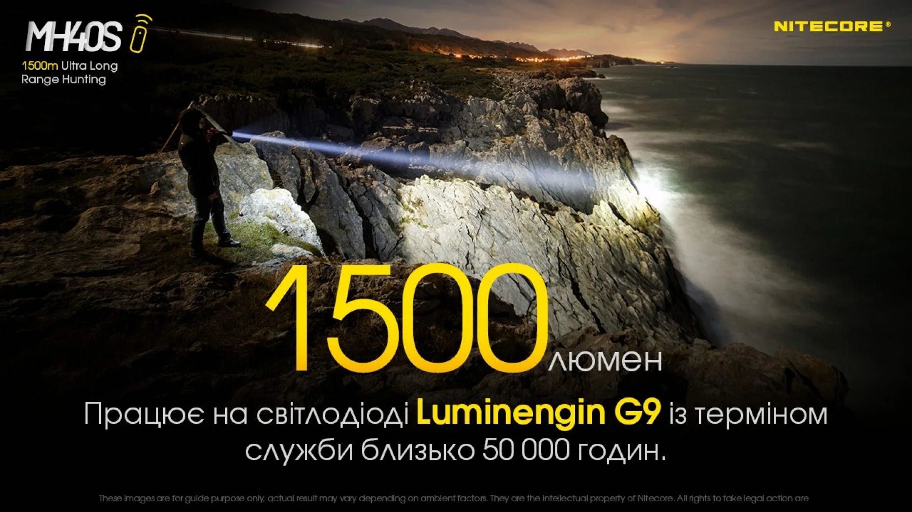 Nitecore MH40S/Надпотужний далекобійний ліхтар/1500метрів