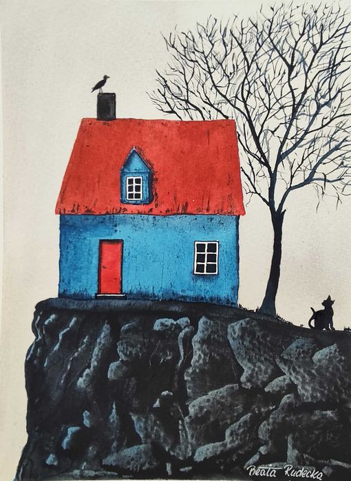 Akwarela Akwarelka Obraz pt: Niebieski Azyl