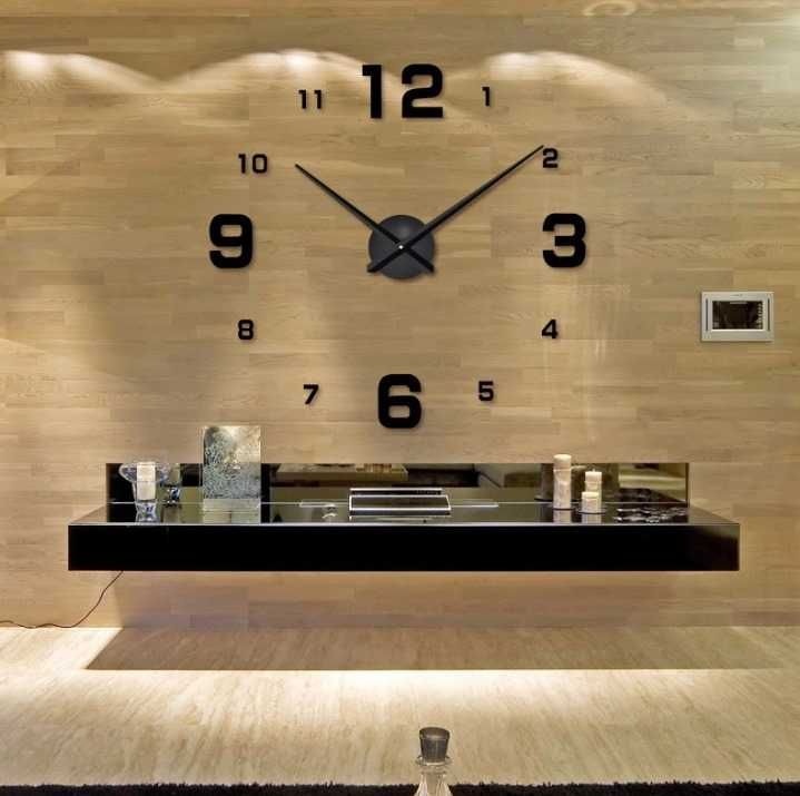 Zegar Ścienny 3D DIY Nowoczesny Naklejany Lustrzany Duży Rozmiar 130cm