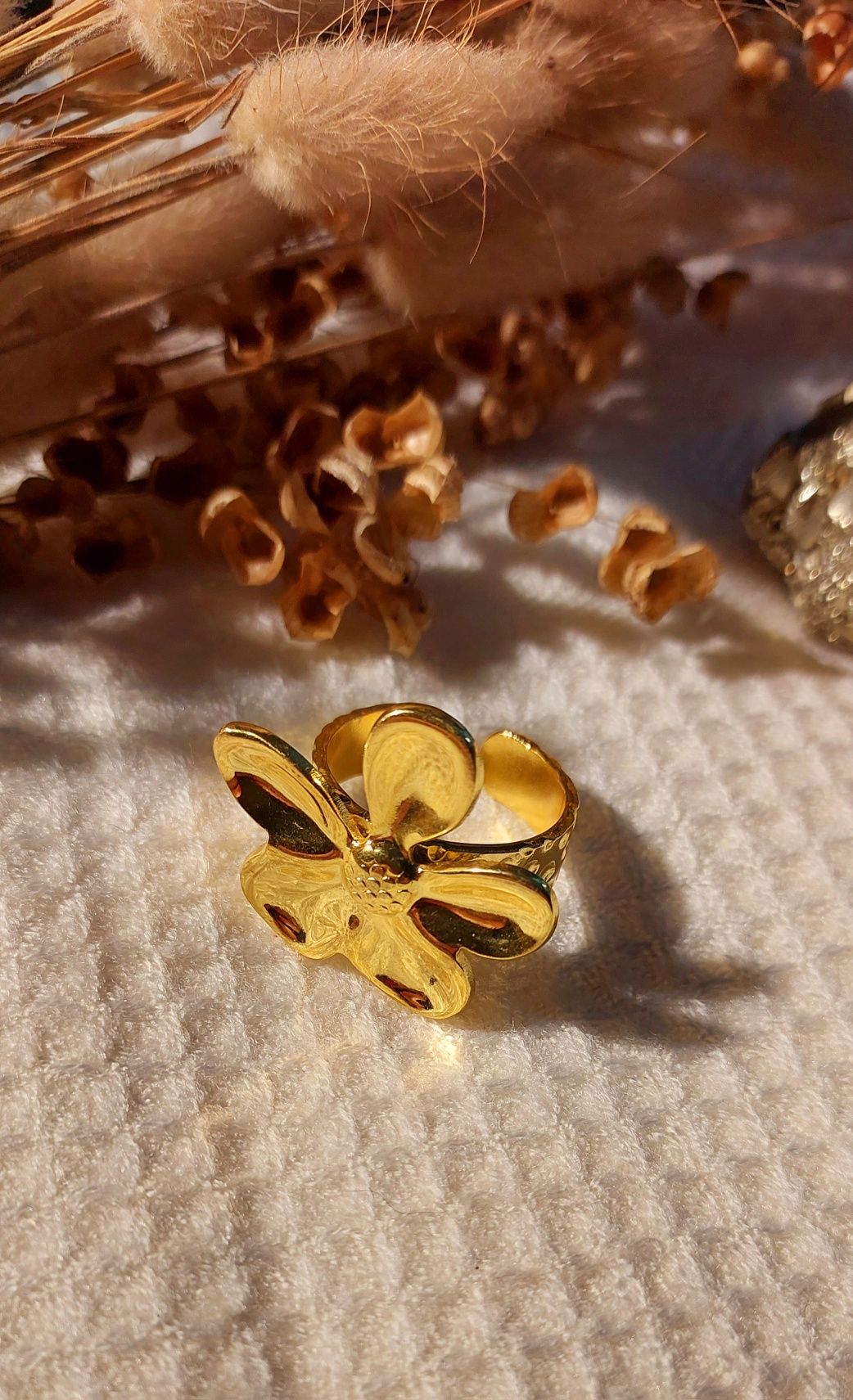 Anel aço inoxidável dourado