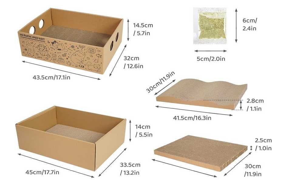 2 em 1: arranhador e cama para gato com 5 recargas NOVO ENVIO GRÁTIS