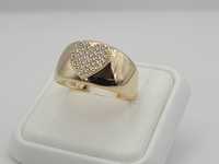 Nowy złoty pierścionek złoto próby 585, serce biale cyrkonie rozmiar15