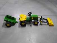 Trator de Trator de pedais com carregador frontal e reboque