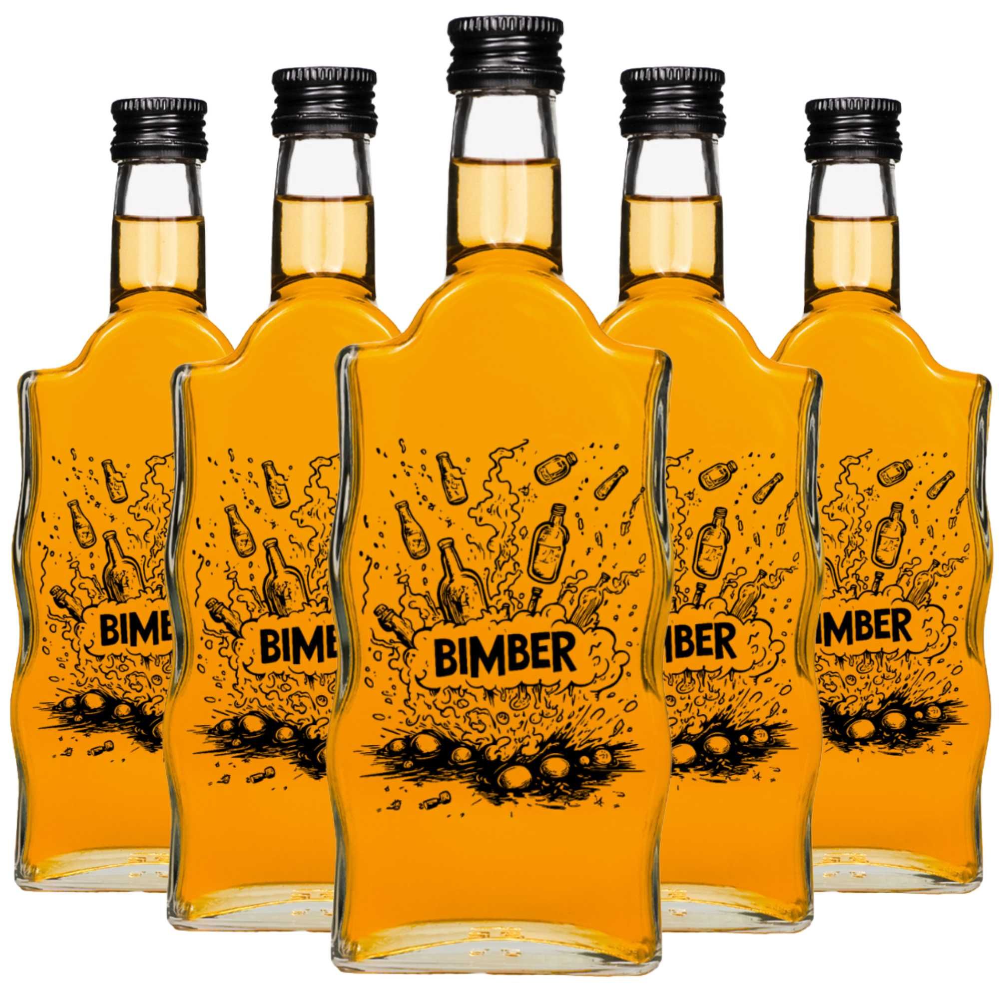 10x Butelka Warta 500 ml z nadrukiem Bombowy Bimber + zakrętki– bimber