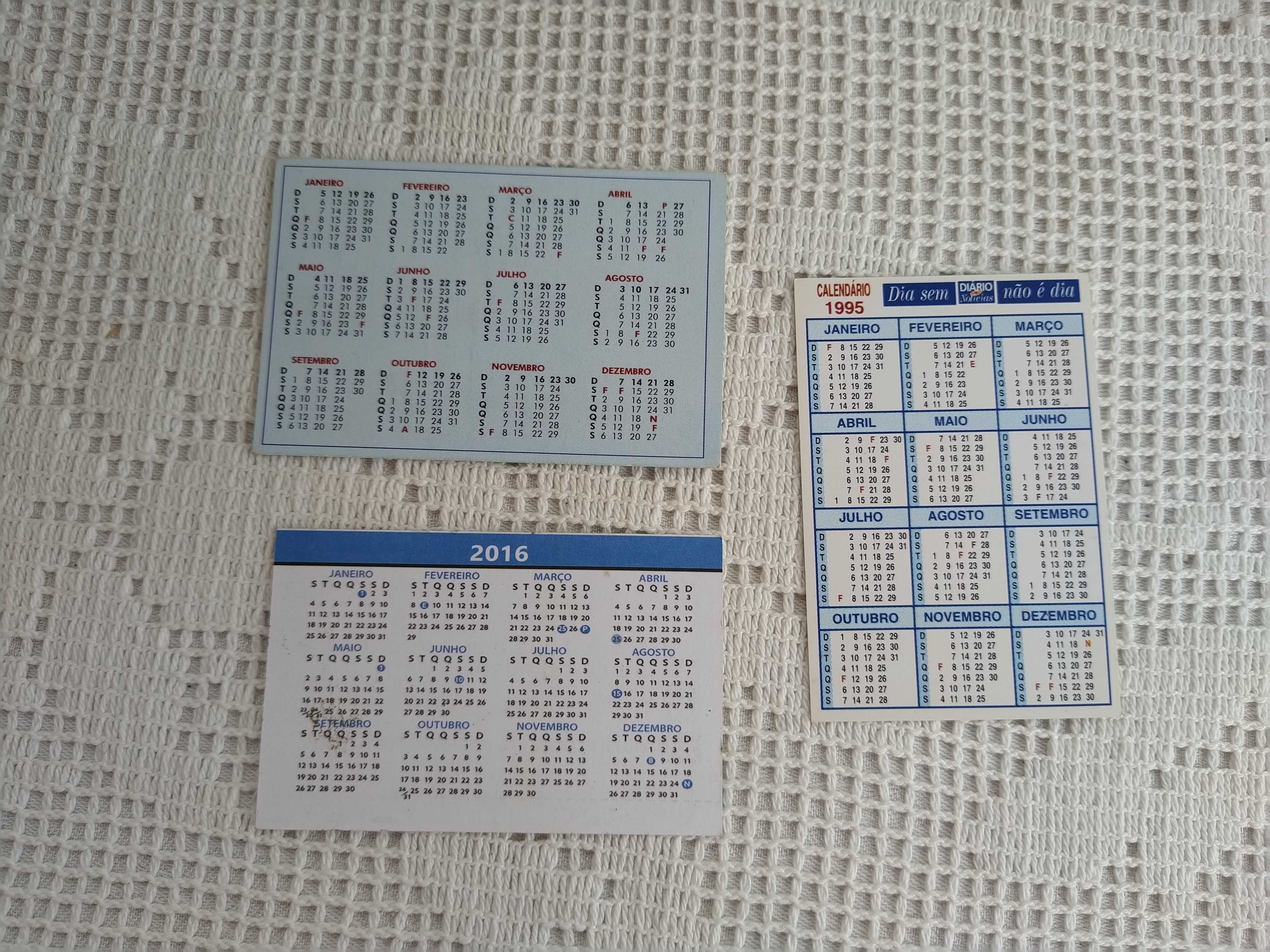 Calendários de Jornais e Diários - 1995 / 2003 /  2016