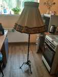 Lampa stająca mosiężna z abażurem