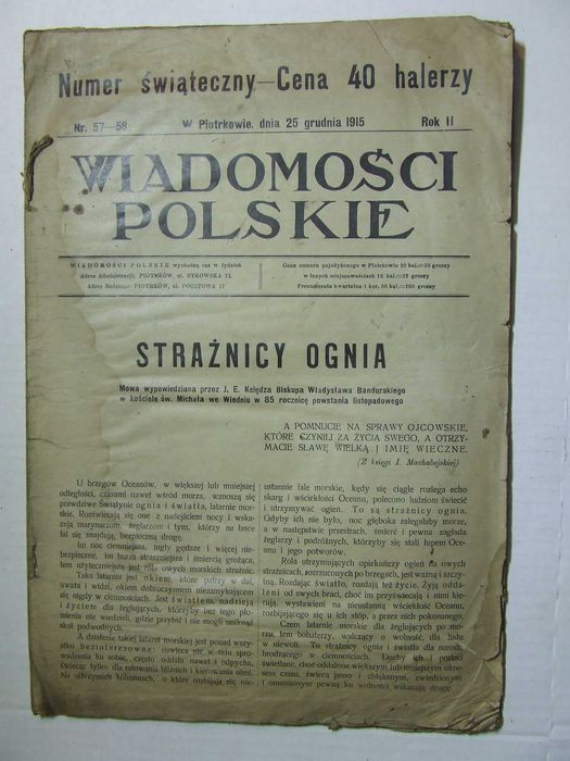 Wiadomosci polskie stare przedwojenne czasopismo 1915 fragment