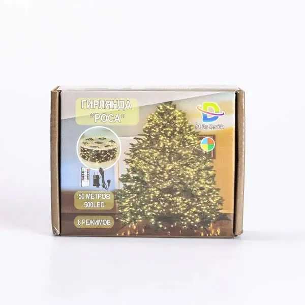 Гірлянда Роса нитка 500 LED 50 м з пультом від мережі зелена нитка