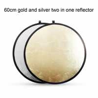 Відбивач світла для фото рефлектор 58 см 2 в 1 золото/срібло