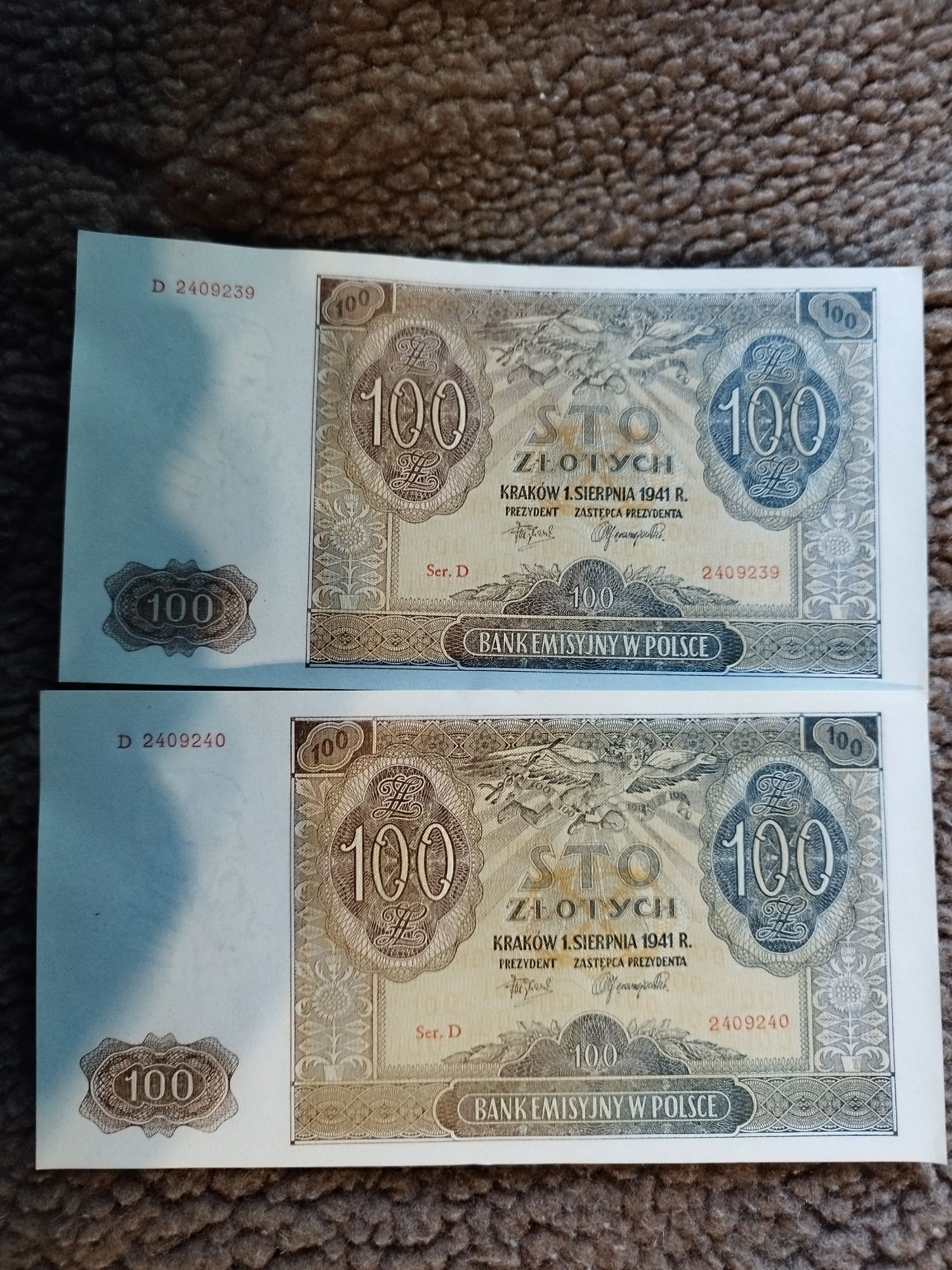 4-banknoty 100 zł 1941 superstan 2szt