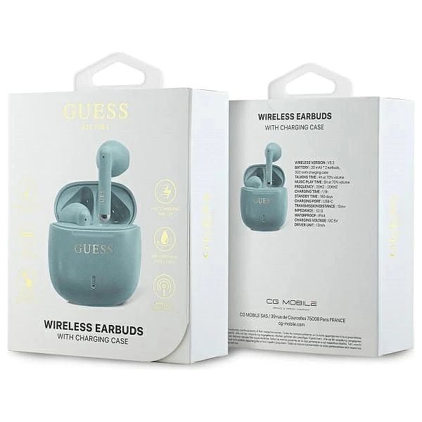 Guess słuchawki Bluetooth GUTWSJ14ESGQ TWS + stacja dokująca turkusowy