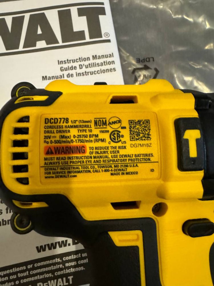 Акумуляторний безщітковий дрель шуруповерт Dewalt dcd 778