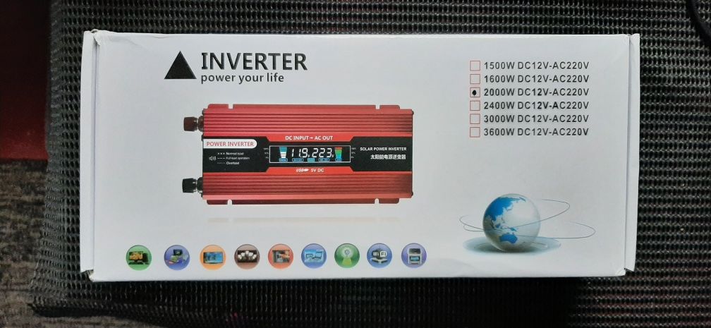 Інвертор DDRAGON 2000W 12V/220V з LCD Екраном для Автономного Живлення