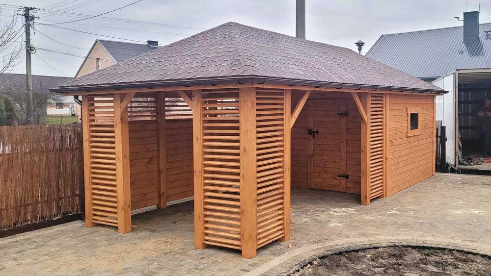 Domek Narzędziowy z Altaną VIOLA 7x3 domek altanka DREWNOTRIK.PL