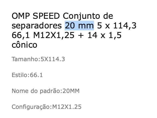 Espaçadores OMP SPEED 5x114,3