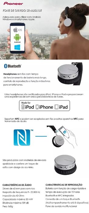 Auscultadores bluetooth pioneer - Qualidade de Som