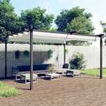 Vida XL Altana pergola ogrodowa ze zwijanym dachem, 4x3 m, kremowa