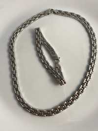Srebrny komplet- łańcuszek z bransoletką Ag925