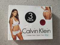 Majtki damskie w kartoniku logo figi stringi 3 pack Calvin Klein S