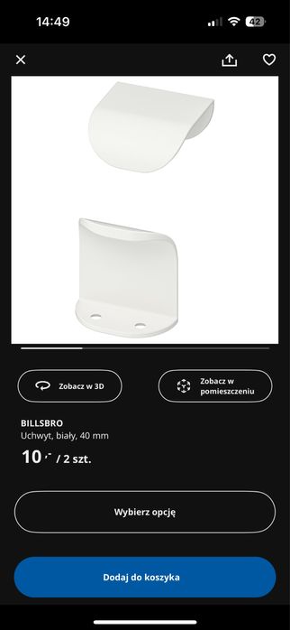 Uchwyt BILLSBRO z ikea. Nowy. Warto.