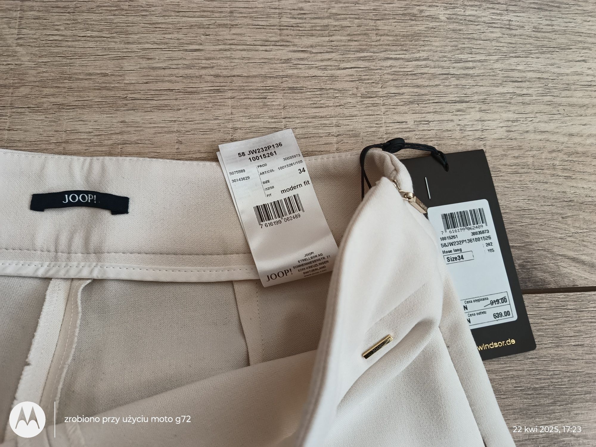 Spodnie firmy Windsor Modern Fit Nowe z metką r.34