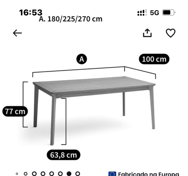 Mesa extensivel de carvalho  (180 a 270 cm)