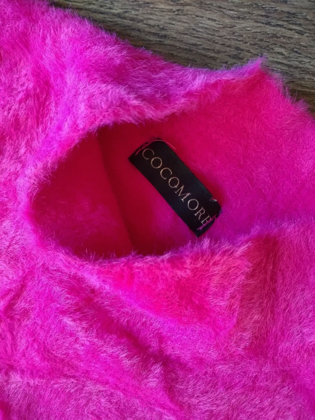 Różowy sweter fluffy Cocomore sweter z półgolfem 36 38 oversize