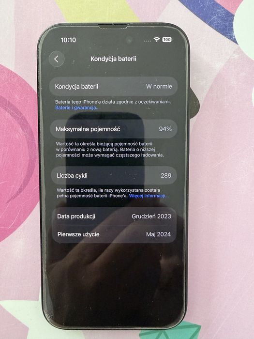 Iphone 15, 128gb, czarny, 94% bateria
