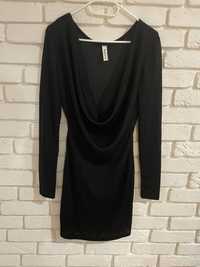 Sukienka New Collection mała czarna dekolt brokat elastyczna włoska