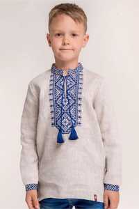 Вишиванка фолк мода для хлопчика вишита сорочка 100% льон 146-152