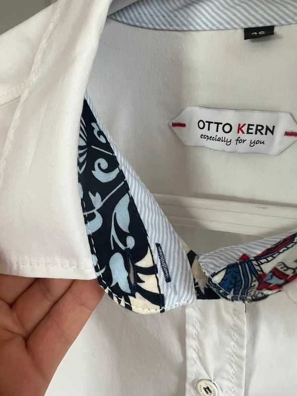 Otto Kern piękna biała koszula klasyczna z kolorowymi wstawkami