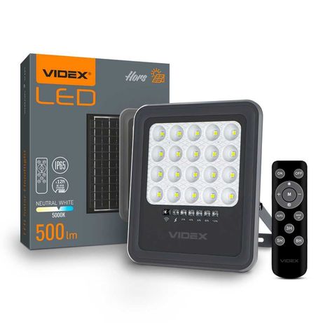 Автономный LED прожектор 20W VIDEX 500Lm 5000K солнечная панель + АКБ