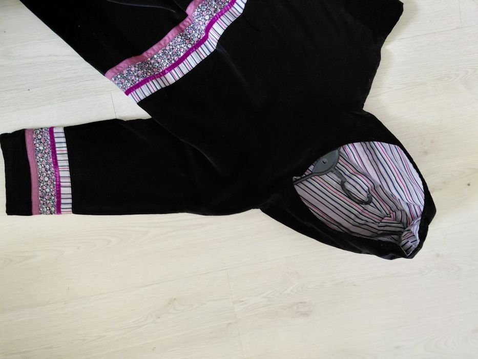 Vintage Bohemian suknia z Norwegii welur zamsz