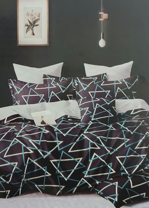 Komplet Pościeli Granatowa w trójkąty 160x200 1-15