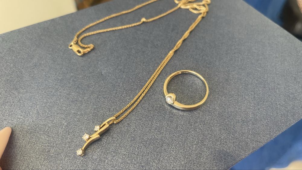 Набор: кольцо и цепочка с подвеской - «Jadviga fine jewellery»