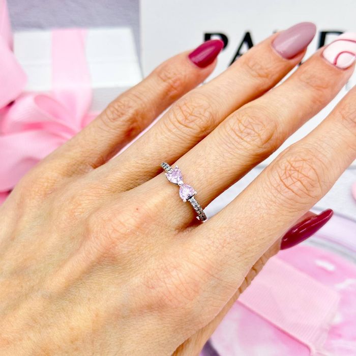 Срібна каблучка "Рожевий бант" Pandora (Пандора) 193510C01