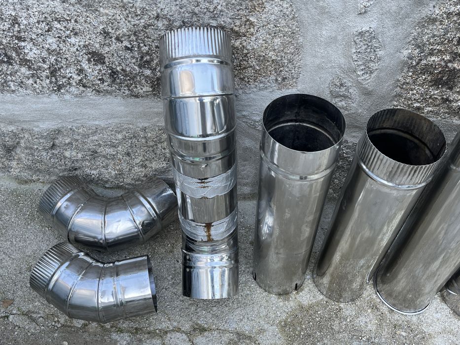 Conjunto de vários tubos de chaminé INOX + acessórios