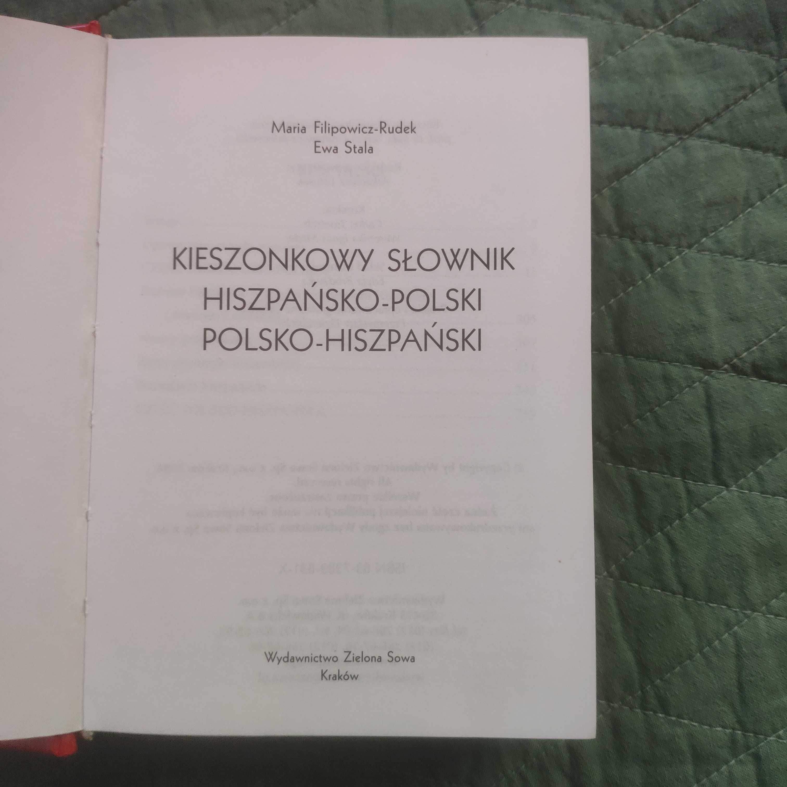 Kieszonkowy słownik hiszpańsko-polski polsko-hiszpański M. Filipowicz